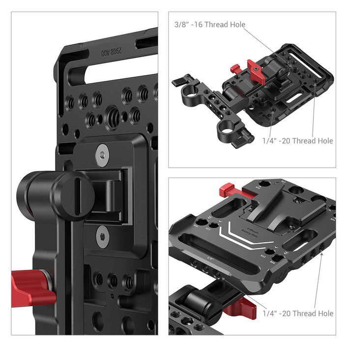 SmallRig V-Mount Battery Plate with 15mm Rod Clamp & Adjustable Arm 2991
