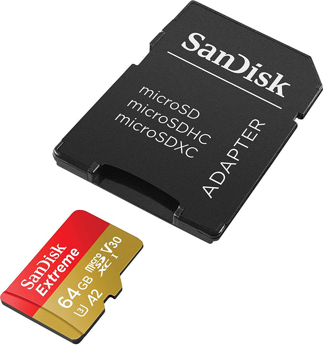 SanDisk 64GB Extreme microSDXC UHS-I Memory Card with Adapter U3