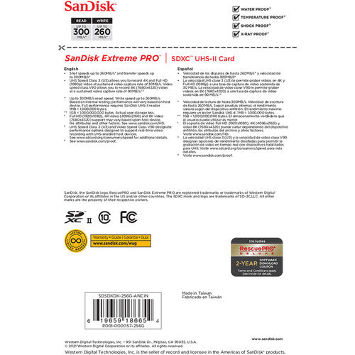 SanDisk 256GB Extreme PRO UHS-II SDXC Memory Card
