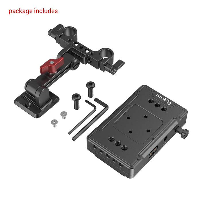SmallRig V-Mount Battery Adapter Plate (Basic Version) with Dual-Rod Clamp and Extension Arm 3499