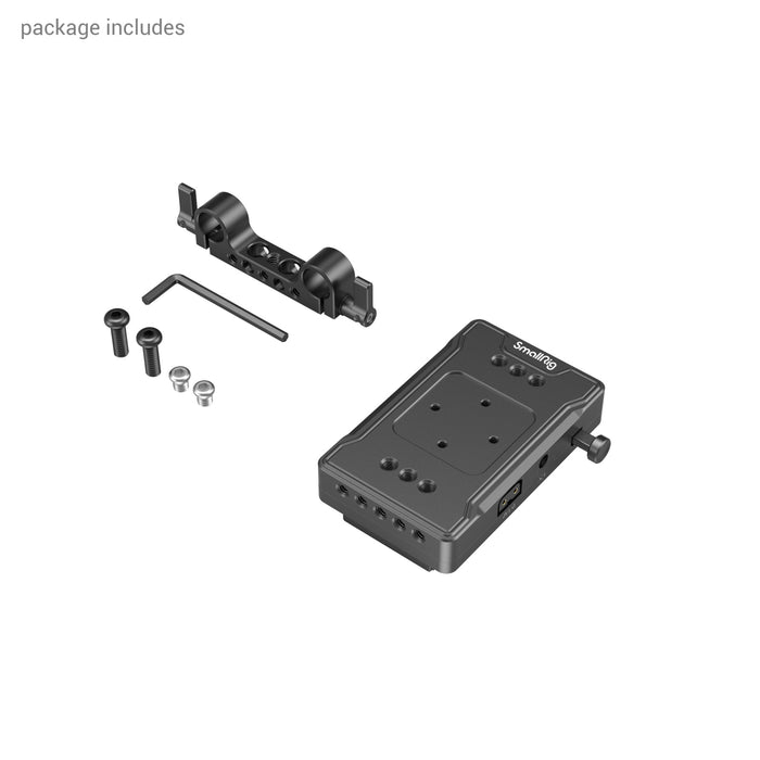 SmallRig V-Mount Battery Adapter Plate (Basic Version) with Dual Rod Clamp 3498