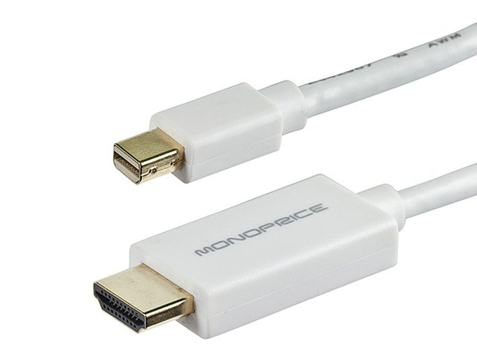 Monoprice Mini Display Port to HDMI w/Audio 10ft 32AWG White Cable 9475