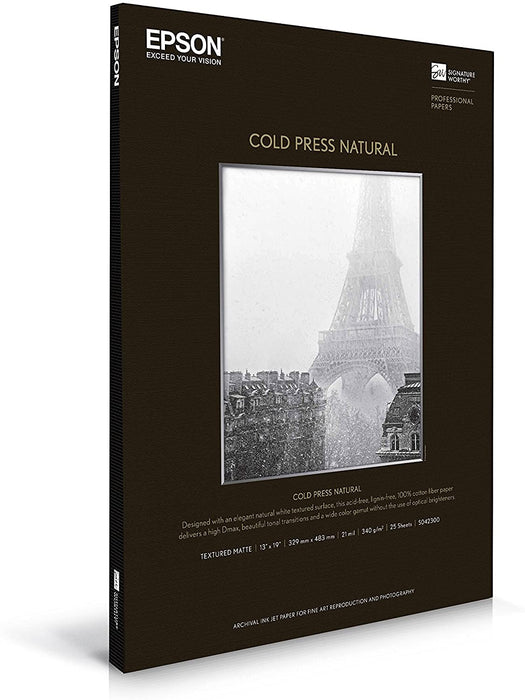 Epson Cold Press Natural Paper, 13" x 19" - 25 Sheets