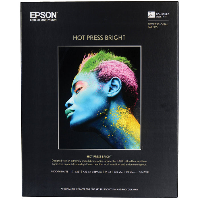 Epson Hot Press Bright Paper, 13" x 19" - 25 Sheets