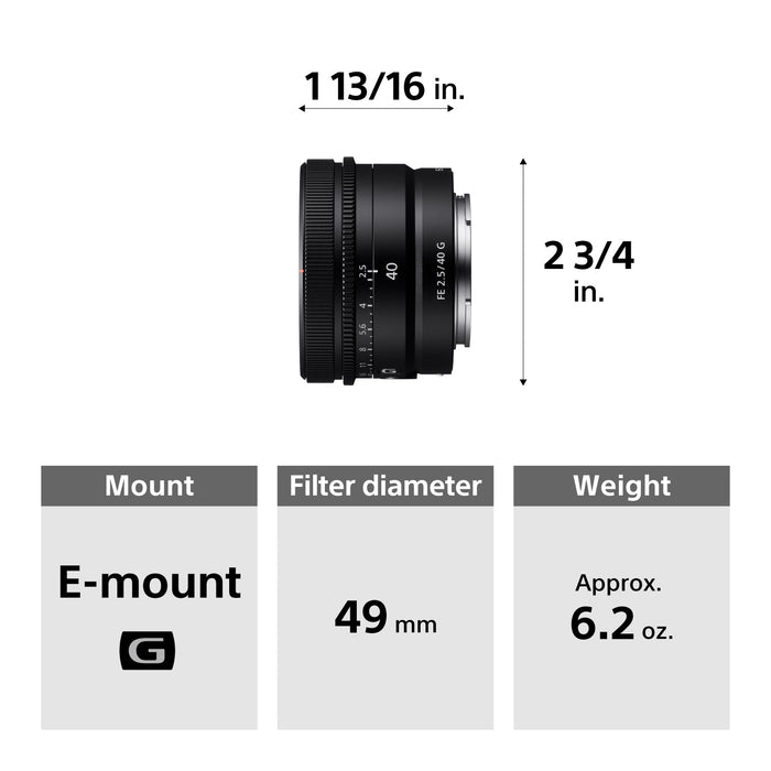 Sony FE 40mm f/2.5 G Lens