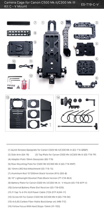 Tilta Camera Cage Kit C for Canon C300 Mark III & C500 Mark II (V-Mount)