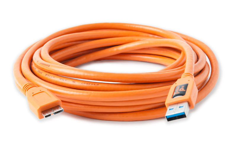 Tether Tools Tetherpro USB 3.0 SuperSpeed Micro-B 15' Orange Cable CU5454