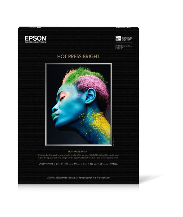 Epson Hot Press Bright Paper, 8.5" x 11" - 25 Sheets