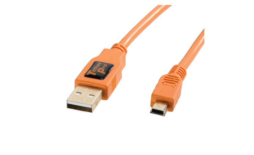 Tether Tools TetherPro USB 2.0 A Male to Mini-B 5-Pin Gold Plated 15' Cable 5451